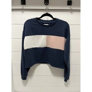 Allfenix Heidi Cropped Sweatshirt Navy Colorblock Size Small